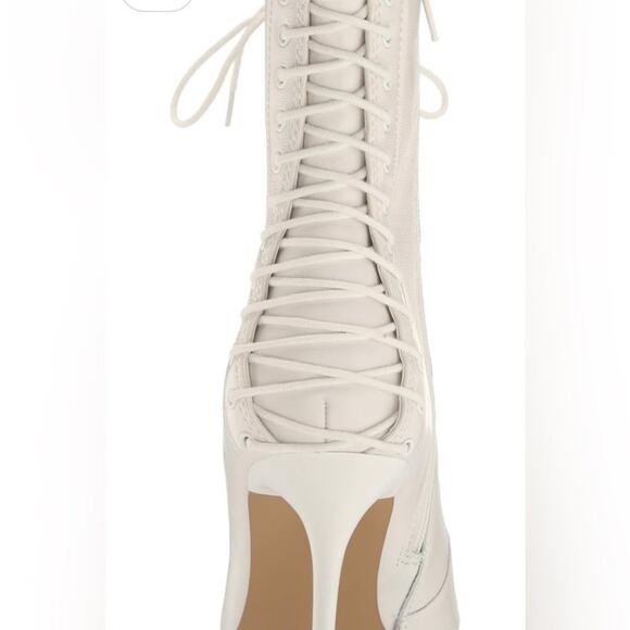 Steve Madden Women's Allnight White Ankle Leather Preppy Booties Size 6 - Picture 4 of 7